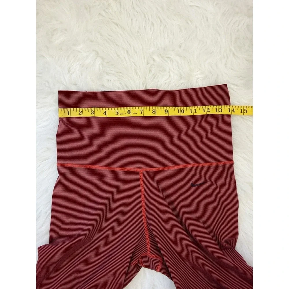 Nike Dri-FIT Foldover Capri Leggings Women's Small Red Black Striped Athletic